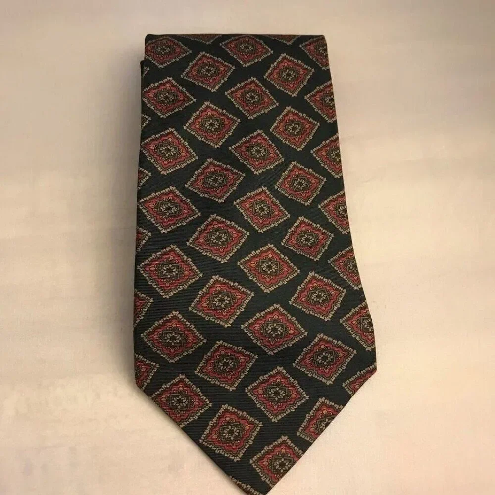 #1210 VTG CARLOS TOMASINI SILK WOVEN PRINT NECKTIE 55X4